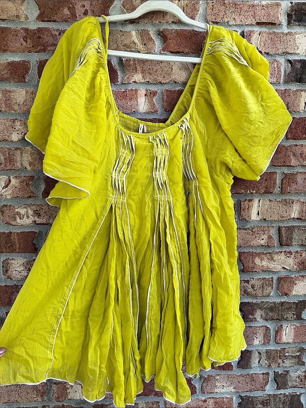 Free People Jolene Mini Dress in Chartreuse NWT